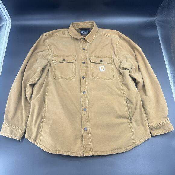 Carhartt Canvas Weather Fleece Lined Jacket Mens Size XL Rigged Flex Thick Heavy - Picture 1 of 4